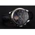 Patek Philippe Chronograph Black Guilloche Dial Stainless Steel Case Black Leather Strap