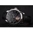 Patek Philippe Chronograph Black Guilloche Dial Stainless Steel Case Black Leather Strap