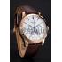 Cheap Patek Philippe Chronograph White Dial Rose Gold Case Brown Leather Strap