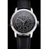 Swiss Patek Philippe Multi-Scale Chronograph Black Dial Stainless Steel Case Black Leather Strap