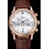 Replica Patek Philippe Chronograph White Dial With Blue And Diamond Markings Rose Gold Case Brown Leather Strap