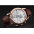 Replica Patek Philippe Chronograph White Dial With Blue And Diamond Markings Rose Gold Case Brown Leather Strap