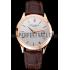 Swiss Patek Philippe Calatrava White Dial Rose Gold Case Brown Leather Strap