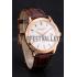 Swiss Patek Philippe Calatrava White Dial Rose Gold Case Brown Leather Strap