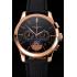 Patek Philippe Chronograph Black Dial Rose Gold Case Black Leather Strap