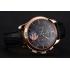 Patek Philippe Chronograph Black Dial Rose Gold Case Black Leather Strap