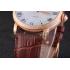 Cheap Patek Philippe Calatrava Roze Gold Ribbed Bezel Brown Leather Bracelet 801434