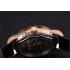 Patek Philippe Dual Time Moonphase Tourbillon Black Skeletonised Rose Gold Case Black Leather Strap