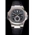 Cheap Patek Philippe Nautilus Black Dial Stainless Steel Case Black Leather Strap