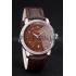 Patek Philippe Swiss Calatrava Ribbed Bezel Brown Dial Brown Leather Strap 7658 Replica