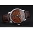 Patek Philippe Swiss Calatrava Ribbed Bezel Brown Dial Brown Leather Strap 7658 Replica