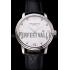 Patek Philippe Calatrava Date White Embossed Dial Stainless Steel Case Black Leather Strap