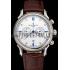 Patek Philippe Chronograph White Dial With Diamond And Blue Markings Stainless Steel Case Brown Leather Strap Replica