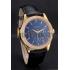 Replica Swiss Patek Philippe Grand Complications Perpetual Calendar Blue Dial Gold Case Diamond Bezel Black Leather Strap