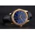 Replica Swiss Patek Philippe Grand Complications Perpetual Calendar Blue Dial Gold Case Diamond Bezel Black Leather Strap