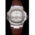 Patek Philippe Nautilus White Dial Stainless Steel Case Brown Leather Strap