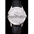 Swiss Patek Philippe Calatrava Silver Dial Stainless Steel Case Black Leather Strap