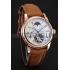 Patek Philippe Grand Complications GMT Moonphase Tourbillon White Dial Blue Numerals Rose Gold Case Brown Suede Leather Strap 1453820