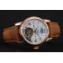 Patek Philippe Grand Complications GMT Moonphase Tourbillon White Dial Blue Numerals Rose Gold Case Brown Suede Leather Strap 1453820