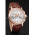 Swiss Patek Philippe Split Seconds Chronograph White Dial Rose Gold Case Brown Leather Strap