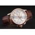 Swiss Patek Philippe Split Seconds Chronograph White Dial Rose Gold Case Brown Leather Strap