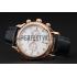 Patek Philippe Chronograph White Dial With Diamonds Rose Gold Case Black Leather Strap