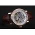 Patek Philippe Grand Complications White Skeleton Dial Rose Gold Case Brown Leather Strap 1453808