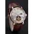 Patek Philippe Complications Moonphase Tourbillon White Dial Rose Gold Case Brown Leather Strap