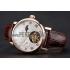 Patek Philippe Complications Moonphase Tourbillon White Dial Rose Gold Case Brown Leather Strap