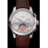 Patek Philippe Chronograph White Guilloche Dial Stainless Steel Case Brown Leather Strap