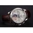 Patek Philippe Chronograph White Guilloche Dial Stainless Steel Case Brown Leather Strap