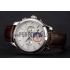 Patek Philippe Chronograph White Guilloche Dial Stainless Steel Case Brown Leather Strap