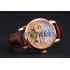 Patek Philippe Dual Time Moonphase Tourbillon Gold Skeletonised Dial Rose Gold Case Brown Leather Strap