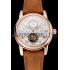 Patek Philippe Grand Complications Day Date Tourbillon White Dial Rose Gold Case Brown Suede Leather Strap 1453813