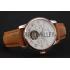 Patek Philippe Grand Complications Day Date Tourbillon White Dial Rose Gold Case Brown Suede Leather Strap 1453813