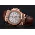 Patek Philippe Nautilus White Dial Rose Gold Case Brown Leather Strap