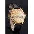 Swiss Patek Philippe Calatrava Gold Dial Diamond Markings Gold Case Black Leather Strap Replica