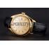 Swiss Patek Philippe Calatrava Gold Dial Diamond Markings Gold Case Black Leather Strap Replica