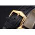 Swiss Patek Philippe Calatrava Gold Dial Diamond Markings Gold Case Black Leather Strap Replica