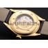 Swiss Patek Philippe Calatrava Gold Dial Diamond Markings Gold Case Black Leather Strap Replica