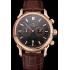 Patek Philippe Chronograph Black Dial Rose Gold Case Brown Leather Strap