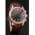 Patek Philippe Chronograph Black Dial Rose Gold Case Brown Leather Strap