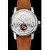 Patek Philippe Grand Complications Day Date Tourbillon Whie Dial Stainless Steel Case Brown Suede Leather Strap 1453817