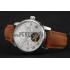 Patek Philippe Grand Complications Day Date Tourbillon Whie Dial Stainless Steel Case Brown Suede Leather Strap 1453817