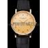 Patek Philippe Calatrava Gold Dial Diamond Hour Marks Ribbed Bezel Gold Case Black Leather Strap Replica