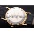 Patek Philippe Calatrava Gold Dial Diamond Hour Marks Ribbed Bezel Gold Case Black Leather Strap Replica