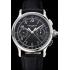 Swiss Patek Philippe Split Seconds Chronograph Black Dial Stainless Steel Case Black Leather Strap