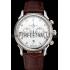 Cheap Patek Philippe Chronograph White Dial With Diamonds Stainless Steel Case Brown Leather Strap