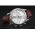 Cheap Patek Philippe Chronograph White Dial With Diamonds Stainless Steel Case Brown Leather Strap