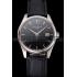 Swiss Patek Philippe Calatrava Black Dial Stainless Steel Case Black Leather Strap